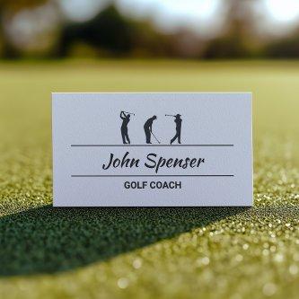 Golf Coach Trainer Simple Design White Card