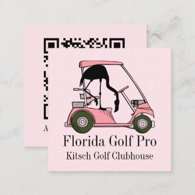 Golfer Golf Club Pastel Pink Flamingo Custom Square