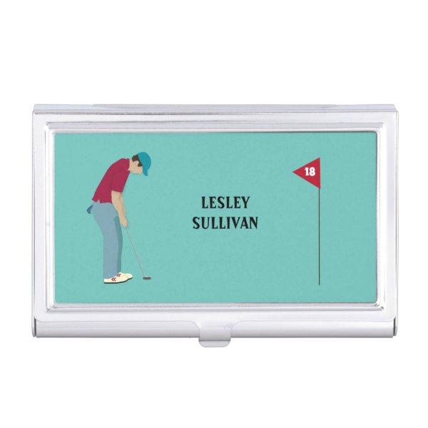 Golfer Putting Ball Themed Teal Blue  Case