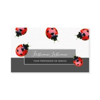 Good luck dotted ladybugs elegant gray rectangle