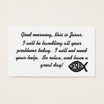 Good morning this is Jesus