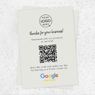 Google Review Link | QR Code Gray Business Reviews Enclosure Card