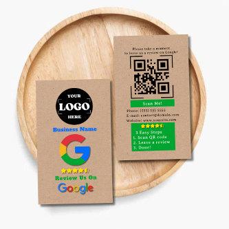Google Review QR Code Link Kraft Rustic