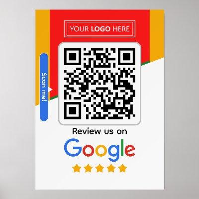 Google Review Request Card with Logo and QR Code Holder