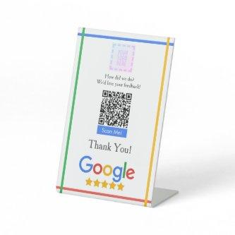 Google Review Stand with QR Code Link Pedestal Sign