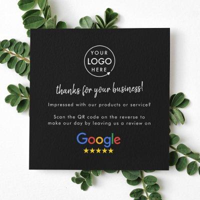 Google Review us Black Business Thank You QR Code Square