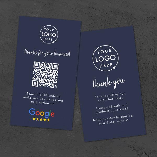 Google Review us Business Thank You QR Code Navy