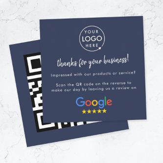 Google Review us Business Thank You QR Code Navy Square