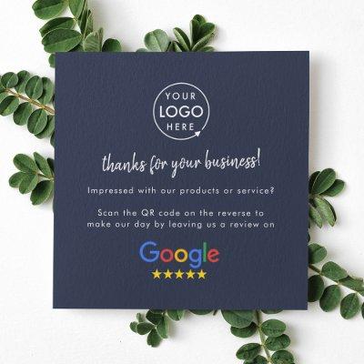 Google Review us Business Thank You QR Code Navy Square