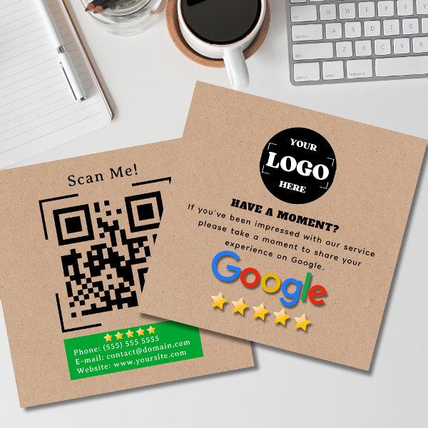 Google Review With QR Code Link Kraft Rustic Square