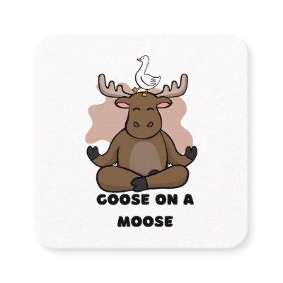 Goose on a Moose Animal Funny Square