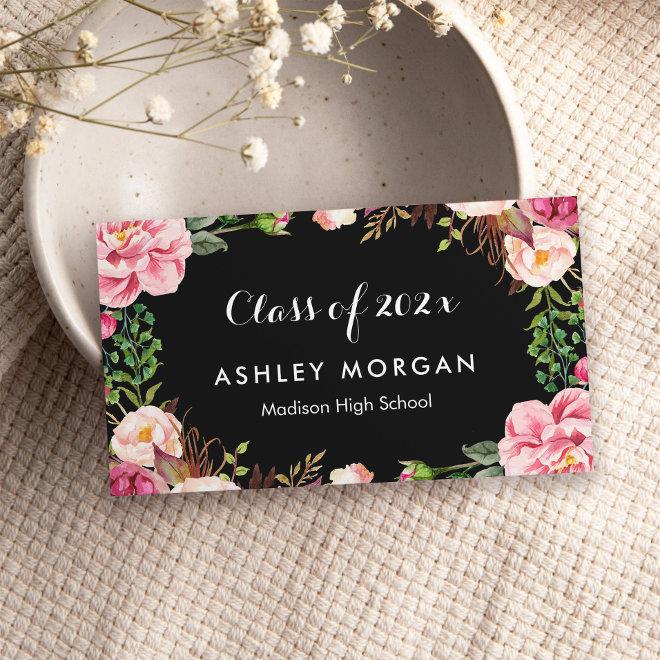 Gorgeous Floral Girly Graduation Students Calling Card
