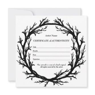 Gothic Art Certificate of Authenticity Holiday Card