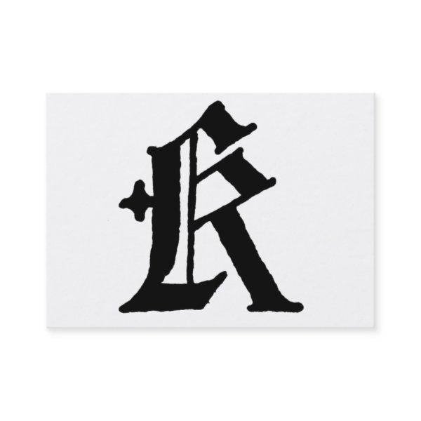 Gothic Letter "K" Classic English Initial