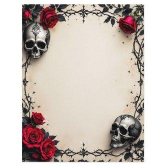 Gothic Rose Frame with Skulls Letterhead