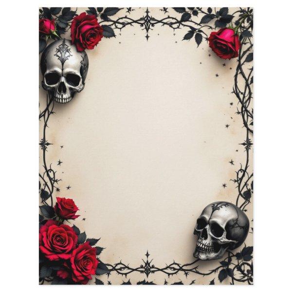 Gothic Rose Frame with Skulls Letterhead