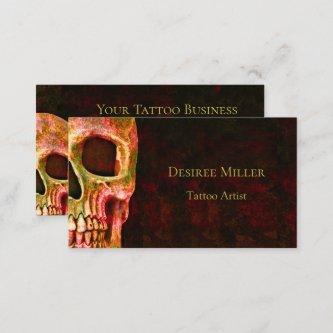 Gothic Skull Face Red Green Tattoo Shop