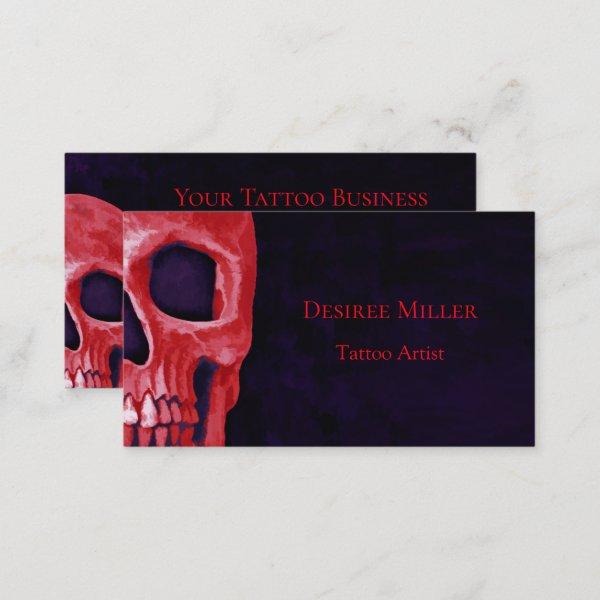 Gothic Skull Girly Metallic Red Purple Tattoo Shop