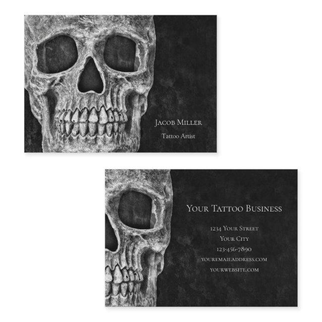 Gothic Skull Head Black And White Tattoo Shop