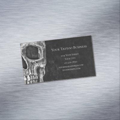 Gothic Skull Head Black And White Tattoo Shop  Magnet
