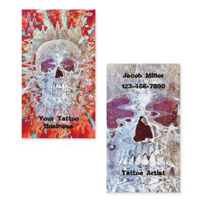 Gothic Skull Red Teal Surreal Psychedelic Art
