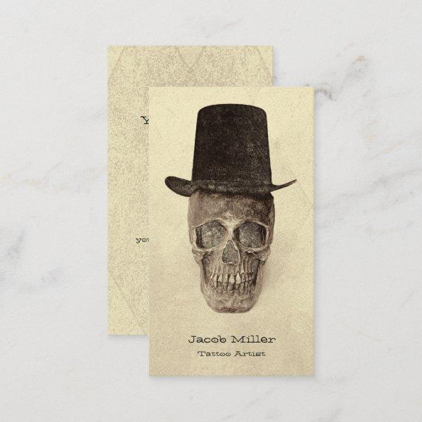 Gothic Skull With Top Hat Sepia Vintage
