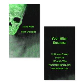 Gothic Space Alien Skull Neon Green Black UFO