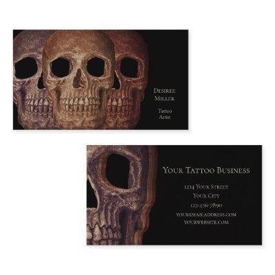 Gothic Three Skulls Sepia Brown Black Macabre