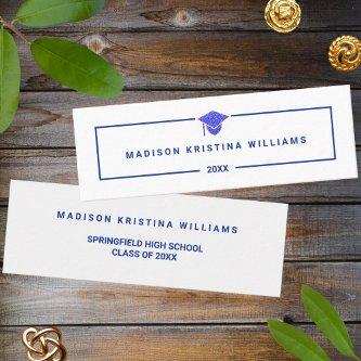 Grad Glam Navy Cap High School Custom Name Calling Card