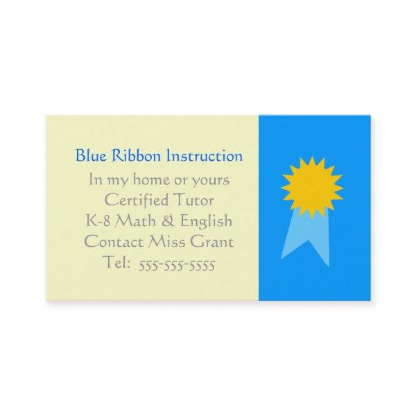 Grade School Tutor Blue Ribbon Template