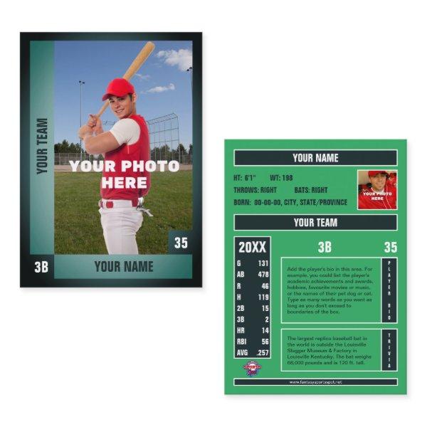 Gradient Green Baseball Trading Card  Custom Stats