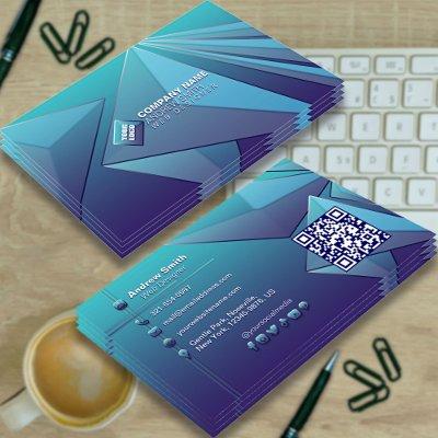 Gradient Teal 3D Social Media Navy Blue QR Code