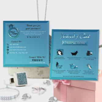 Gradient Teal Blue Elegant Diamond Jewelry Care  Square