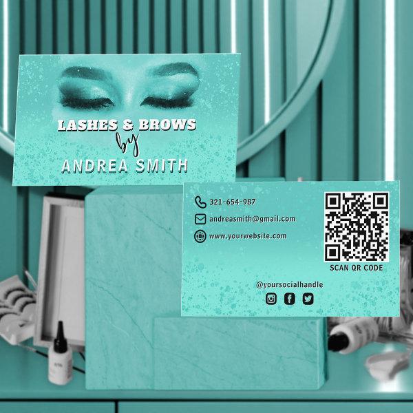 Gradient Teal Lashes Brows Makeup Artist QR Code