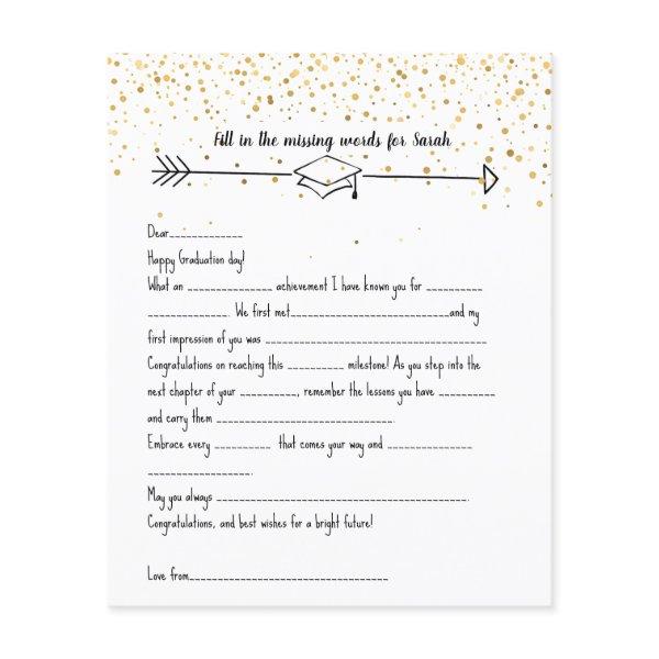 Graduate Mad Libs & Advice gold confetti Flyer