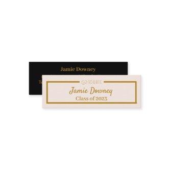 Graduate Name Card | Black, Pink & Gold | Modern