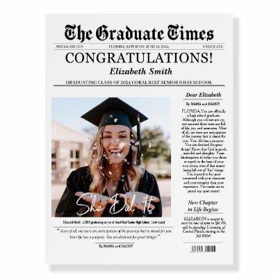 Graduate Printable Newspaper Keepsake, Graduation  Foam Board