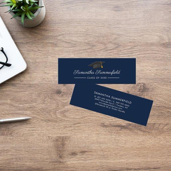 Graduation 2025 Name Modern Script Navy Blue Card