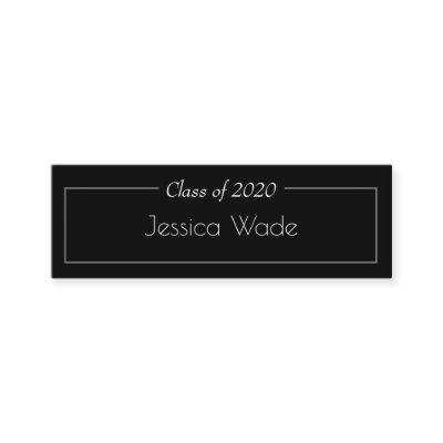 Graduation Announcement Name Card Rose Gold Stripe