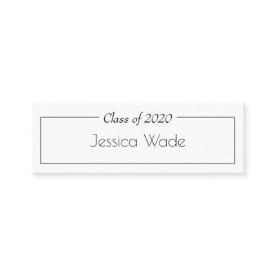 Graduation Announcement Name Card Rose Gold Stripe