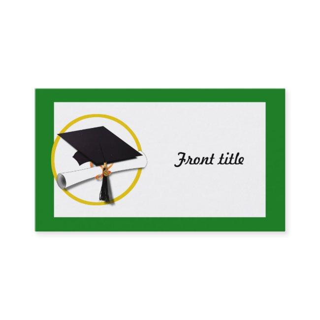 Graduation Cap w/Diploma - Green Background Calling Card
