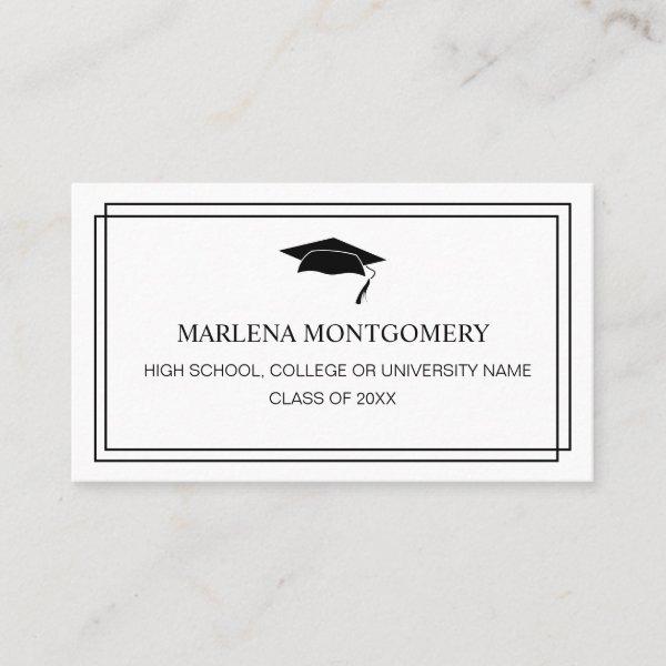 Graduation Insert Photo Name Card Modern Cap Hat