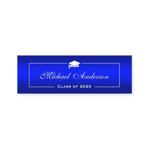 Graduation Name Card - Classy Plain Blue Gradient