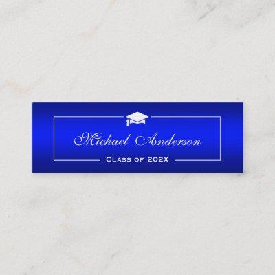 Graduation Name Card - Classy Plain Blue Gradient