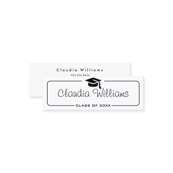 Graduation Name Card Modern Script Insert Gold