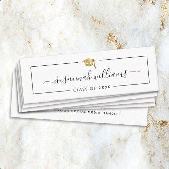 Graduation Name Card Modern Script Insert Gold Cap