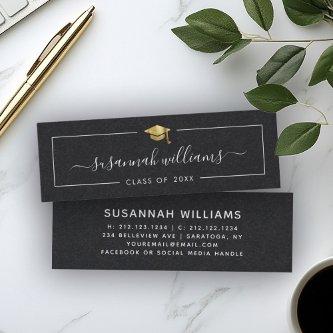 Graduation Name Card Modern Script Insert Gold Cap