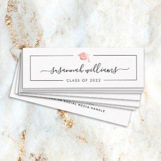 Graduation Name Card Modern Script Rose Gold Cap