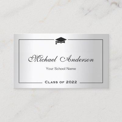 Graduation Name Card Namecard Silver Metallic Look