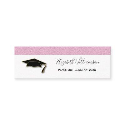 Graduation Name Card  Pink Glitter Insert Card